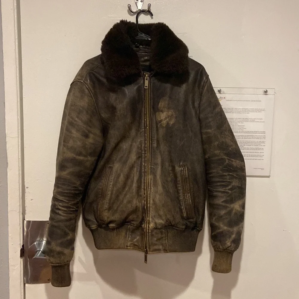 John Varvatos fur neck leather jacket from Bloomingdale’s - Picture 4 of 8